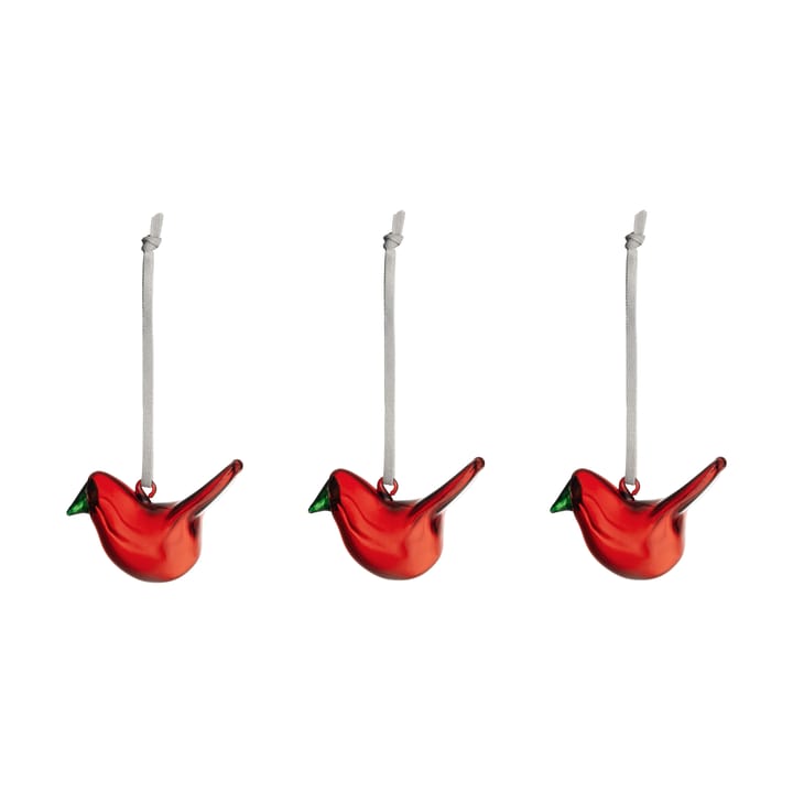 Iittala glasfugle 3-pak - Rød - Iittala