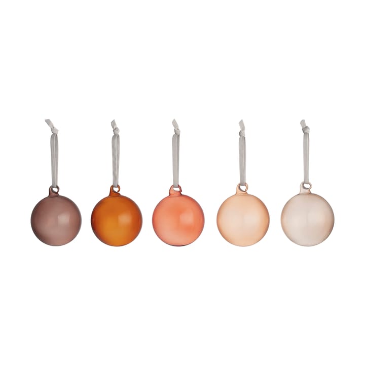 Iittala Julekugle glas 80 mm 5-pack - Brun - Iittala