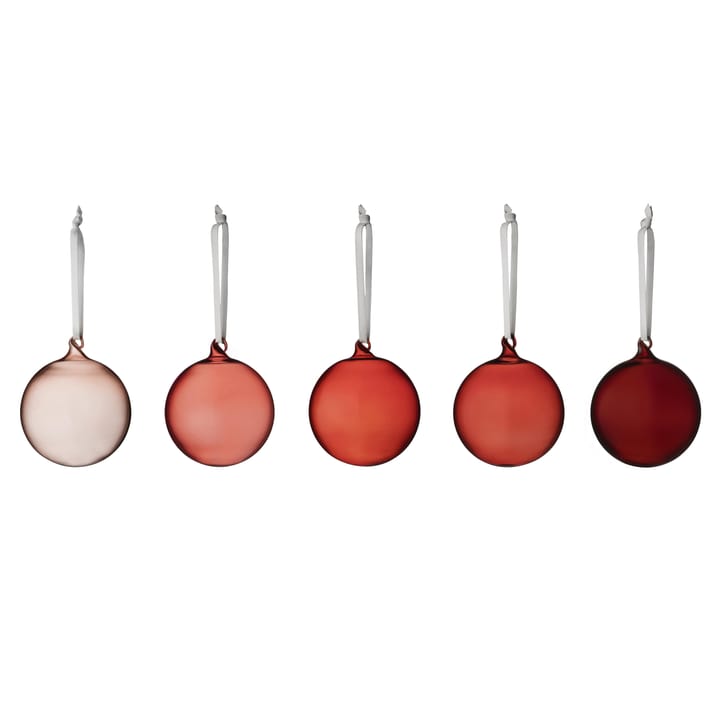Iittala Julekugle glas 80 mm 5-pack - Rød - Iittala