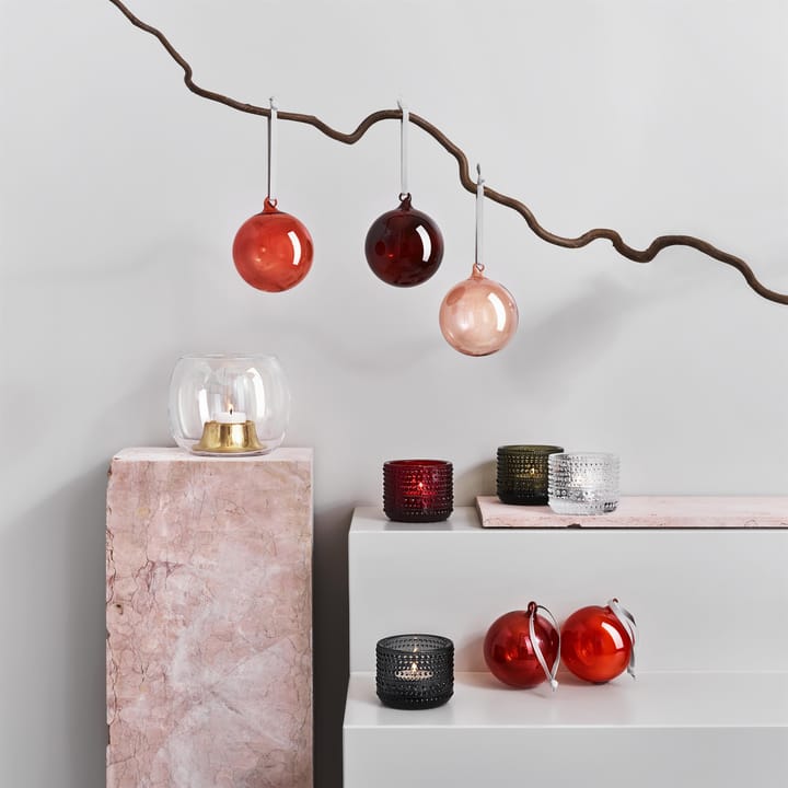 Iittala Julekugle glas 80 mm 5-pack, Rød Iittala