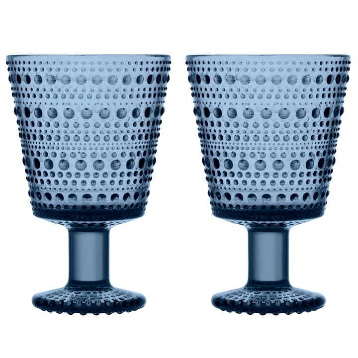 Kastehelmi glas på fod 26cl 2 stk - Regn (blå) - Iittala