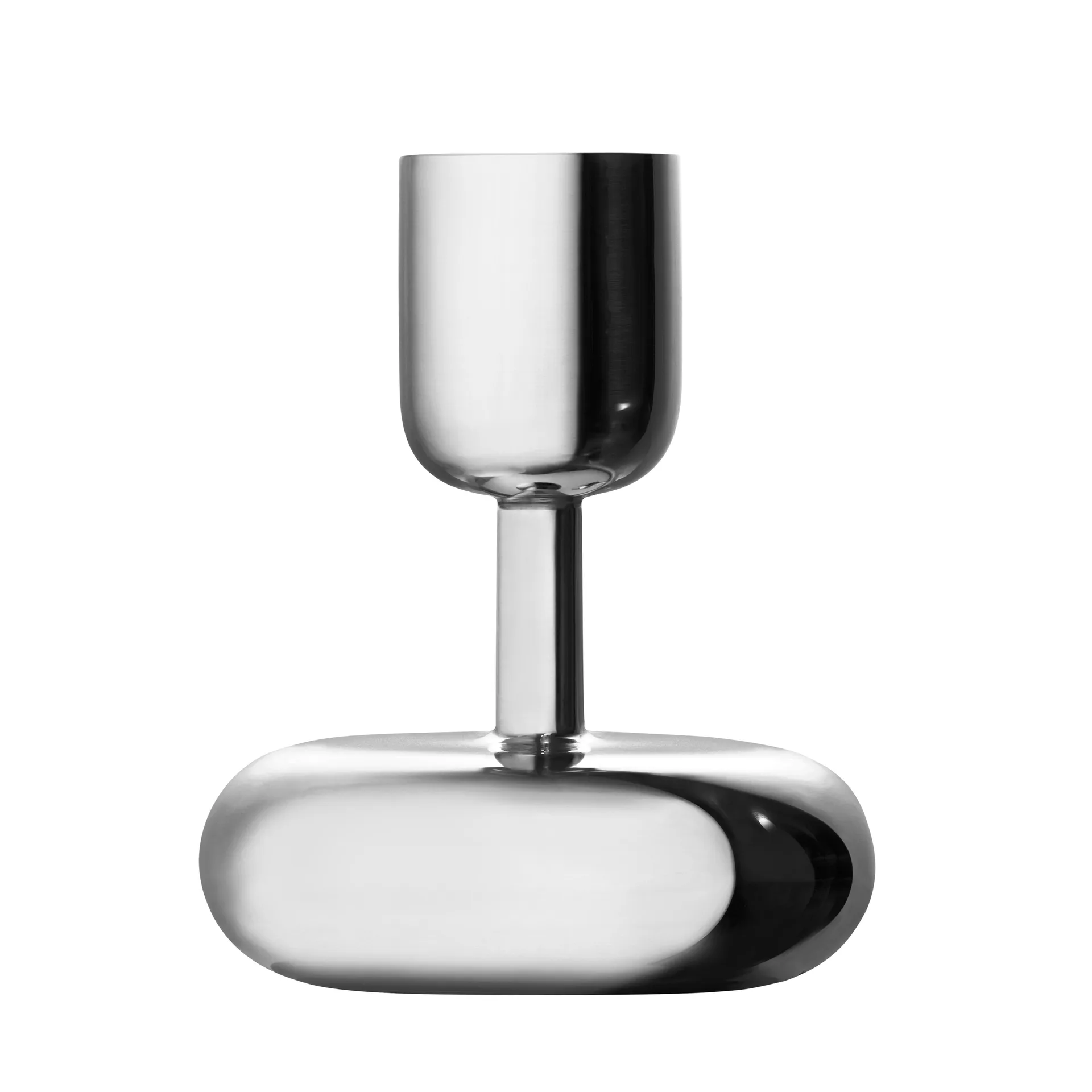 Nappula lysestage stål, lille 107 mm Iittala