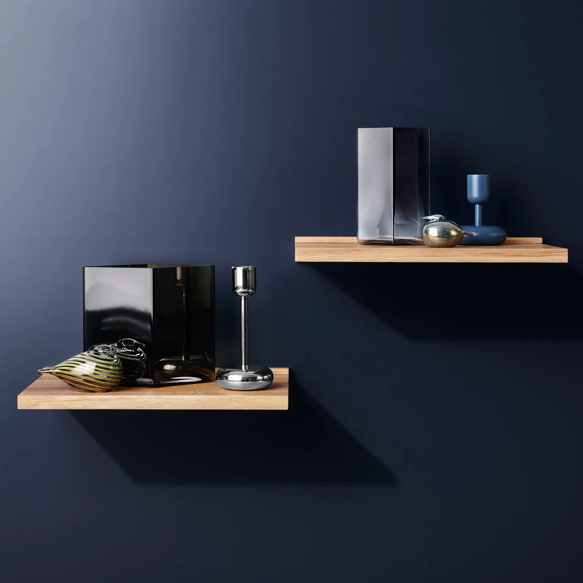 Nappula lysestage stål, stor 183 mm Iittala