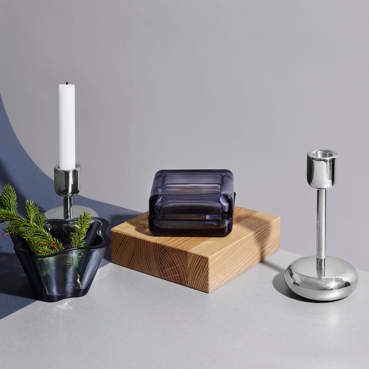 Nappula lysestage stål, stor 183 mm Iittala