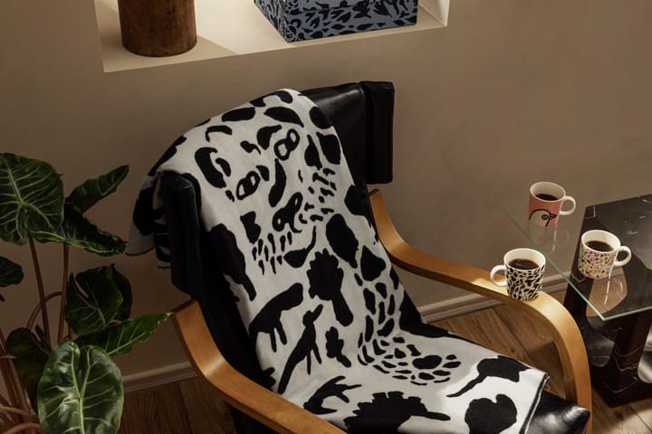 Oiva Toikka Cheetah uldplaid 130x180 cm, Sort/Hvid Iittala