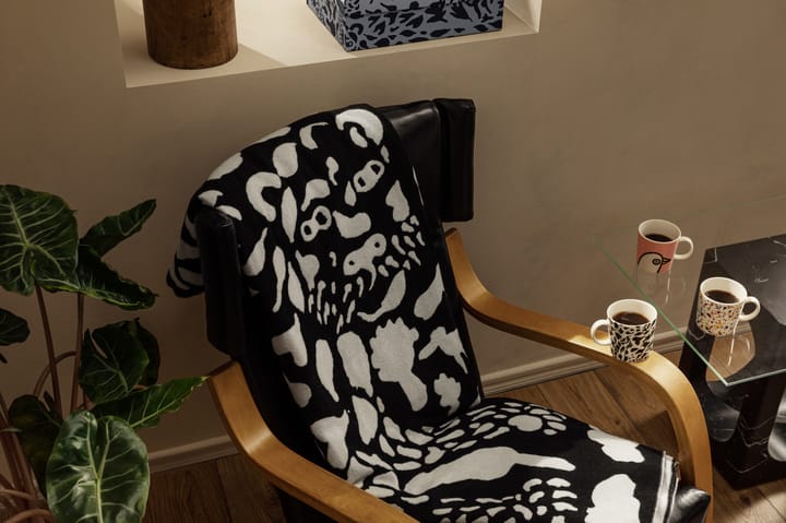 Oiva Toikka Cheetah uldplaid 130x180 cm, Sort/Hvid Iittala
