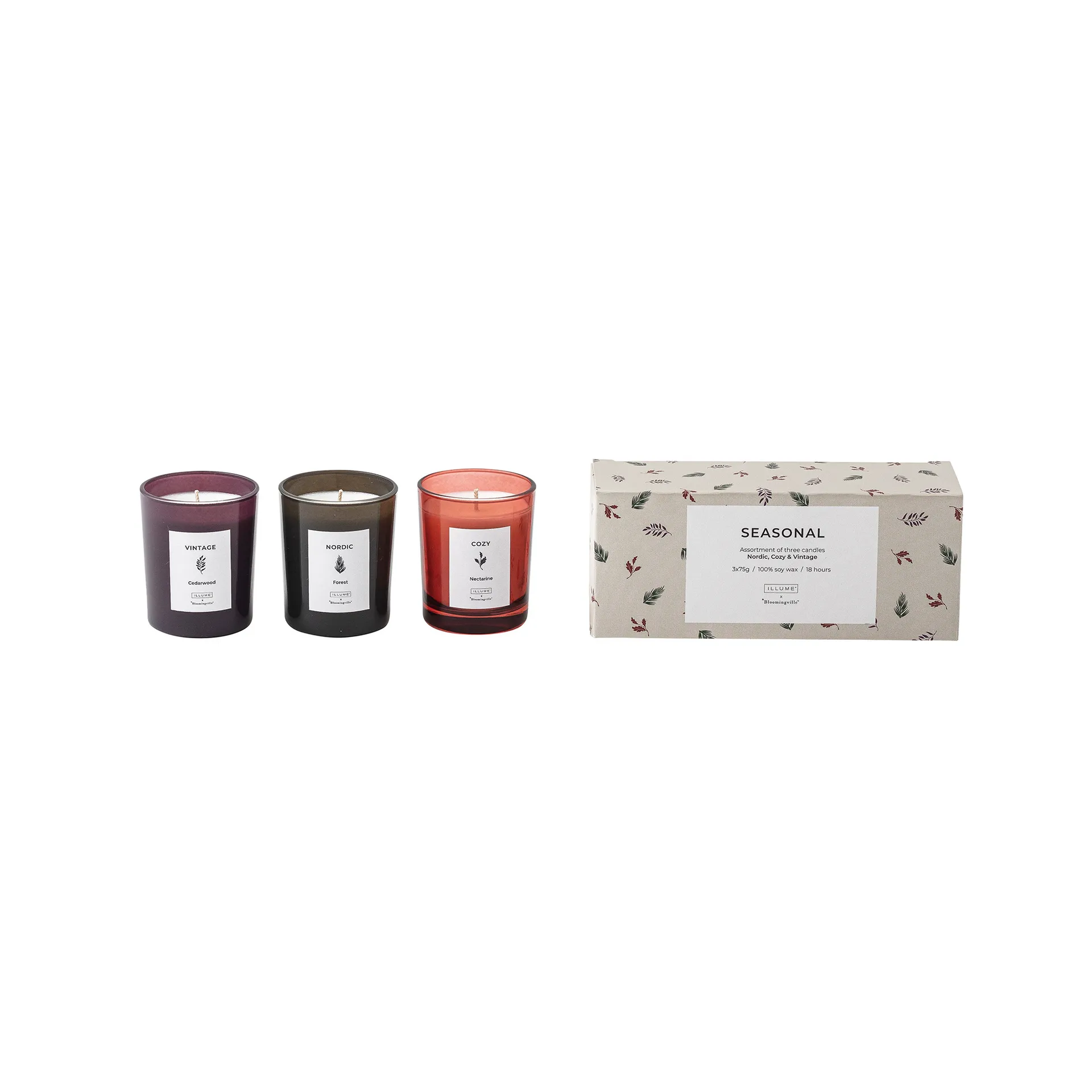 SEASONAL duftlys 3-pak, 75 g Illume x Bloomingville