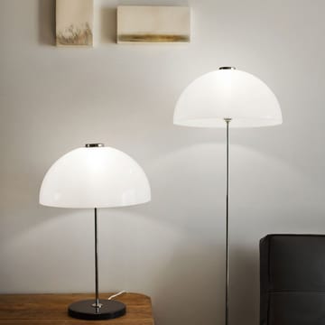 Kupoli bordlampe - grå, metaldetaljer, hvid skærm - Innolux