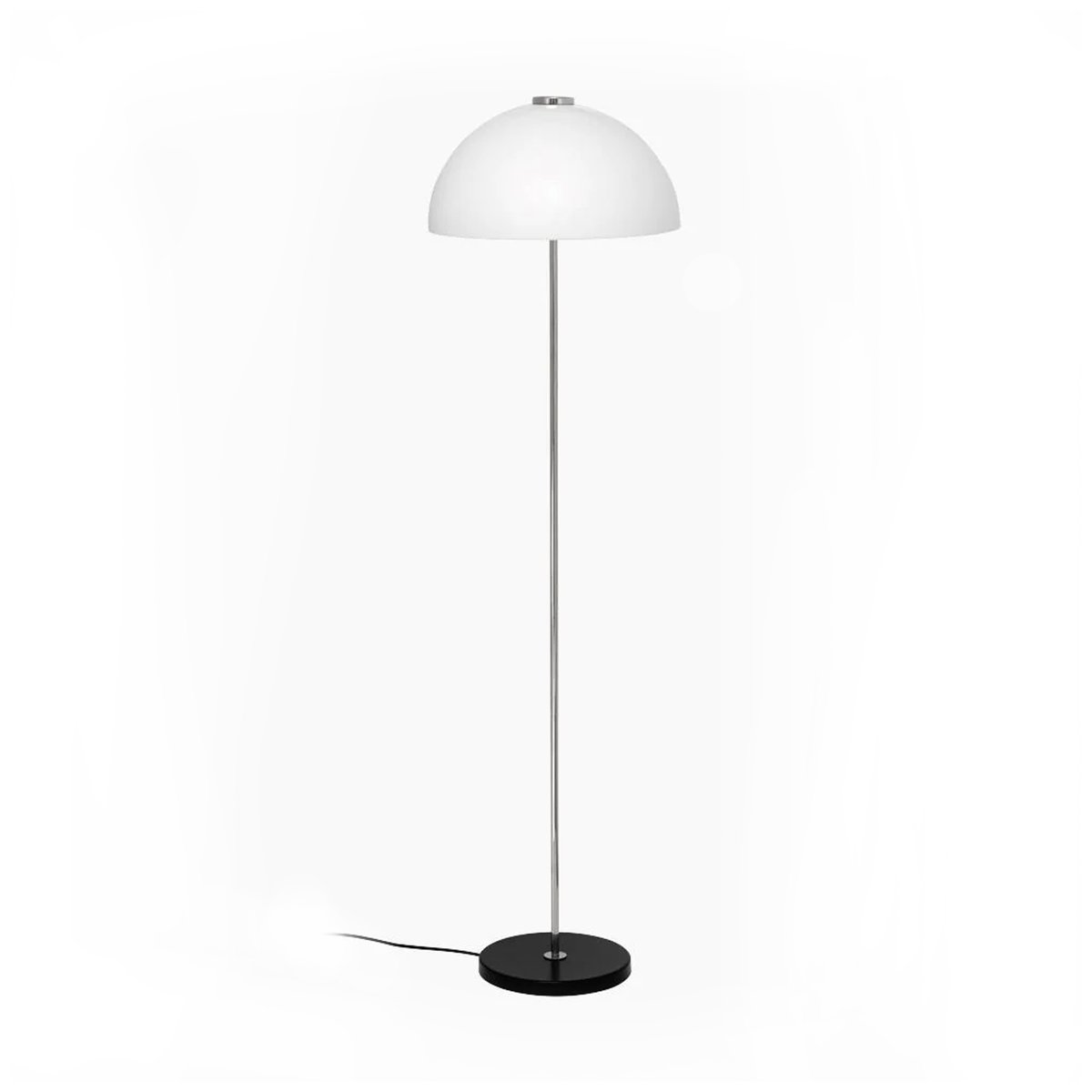 Innolux Kupoli gulvlampe Sort, metaldetaljer, hvid skærm