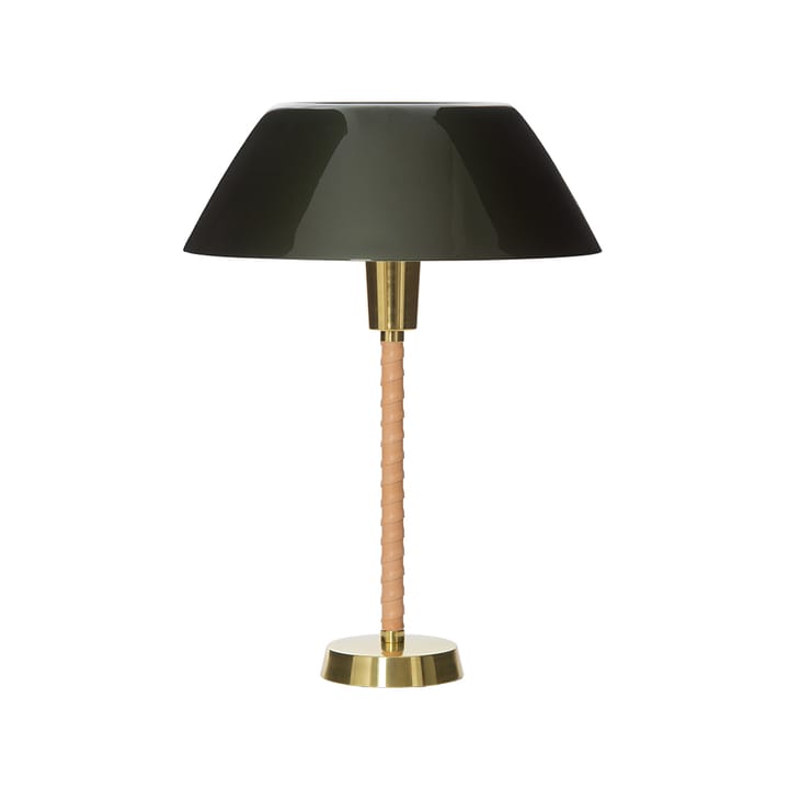 Senator bordlampe - grøn, stel i læder og messing - Innolux