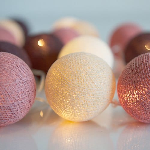 Irislights lyskæde Dusty Pink, 20 kugler Irislights