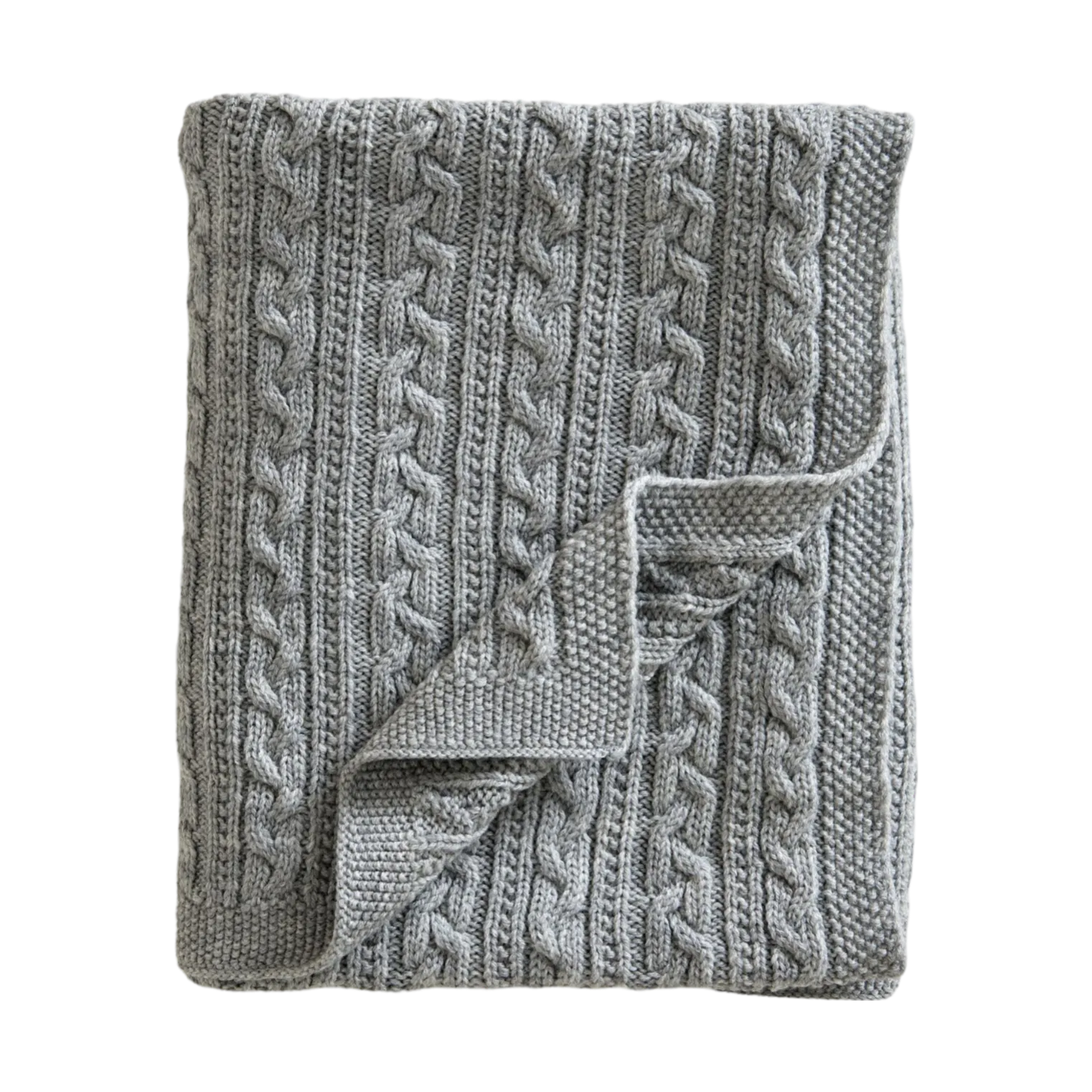 Babytæppe strikket merinould 80x100 cm, Light grey Jack o Juno