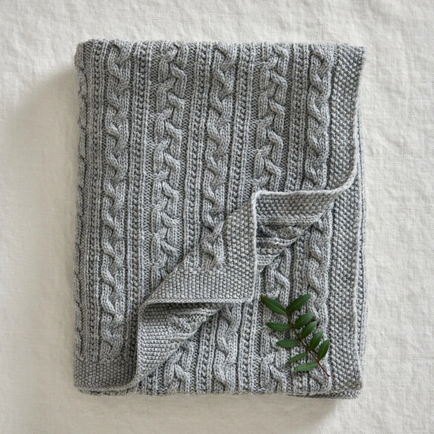 Babytæppe strikket merinould 80x100 cm, Light grey Jack o Juno