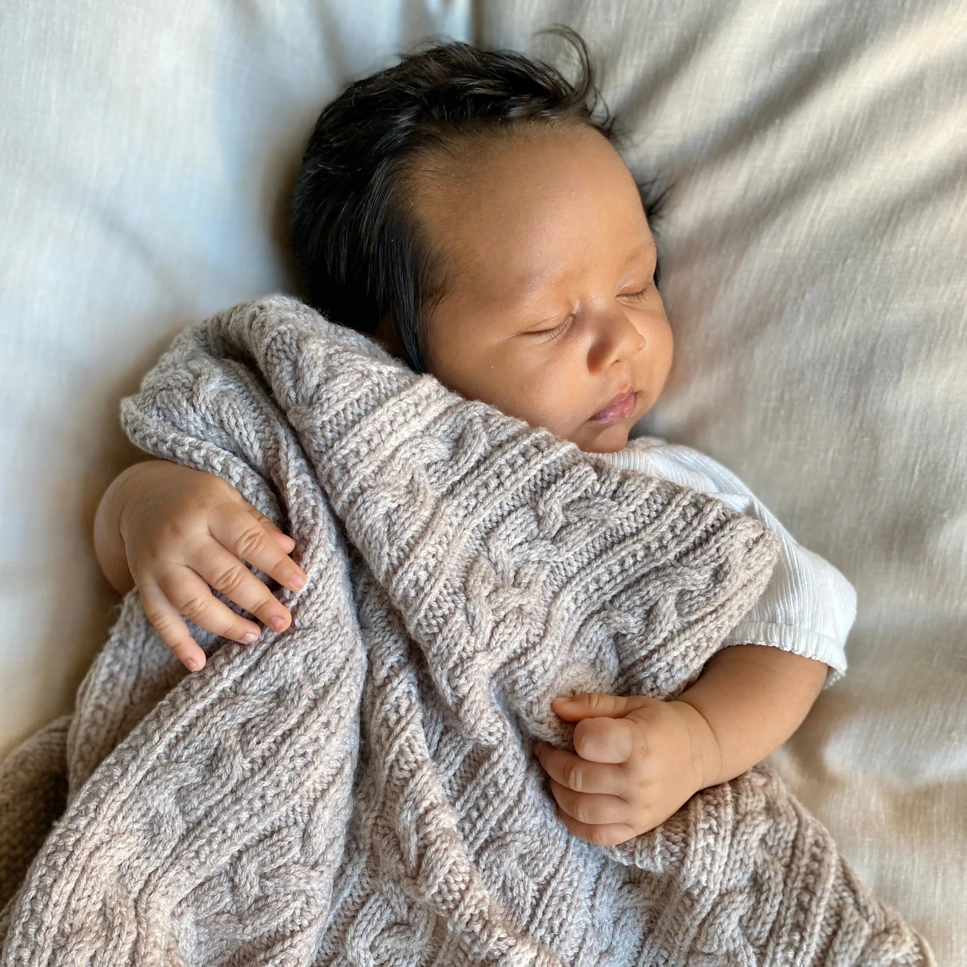 Babytæppe strikket merinould 80x100 cm, Oatmeal Jack o Juno