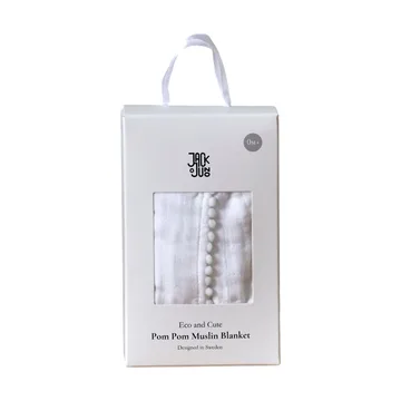 Pom Pom musselintæppe 120x120 cm - Pearl - Jack o Juno