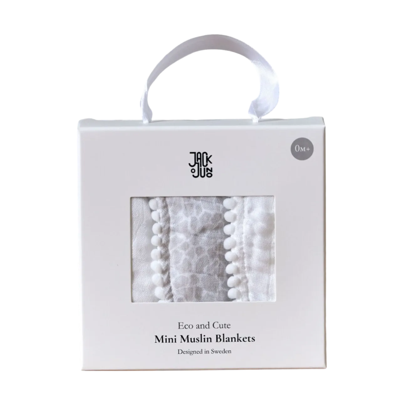 Pom Pom musselintæppe 40x40 cm 3-pak, Pearl & Giraffe gray Jack o Juno