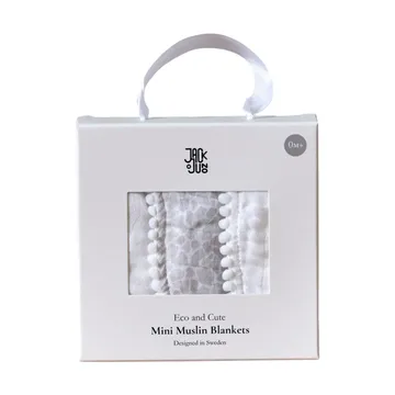 Pom Pom musselintæppe 40x40 cm 3-pak - Pearl & Giraffe gray - Jack o Juno