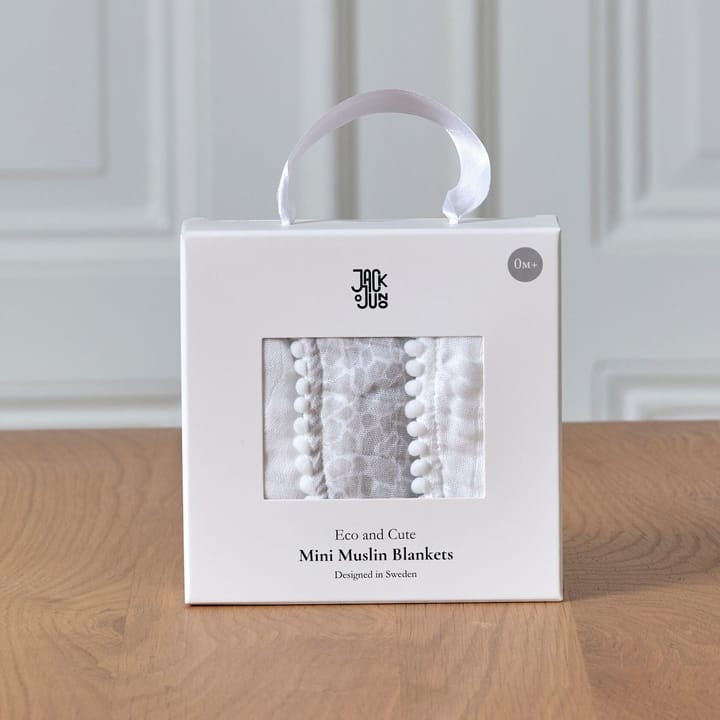 Pom Pom musselintæppe 40x40 cm 3-pak, Pearl & Giraffe gray Jack o Juno