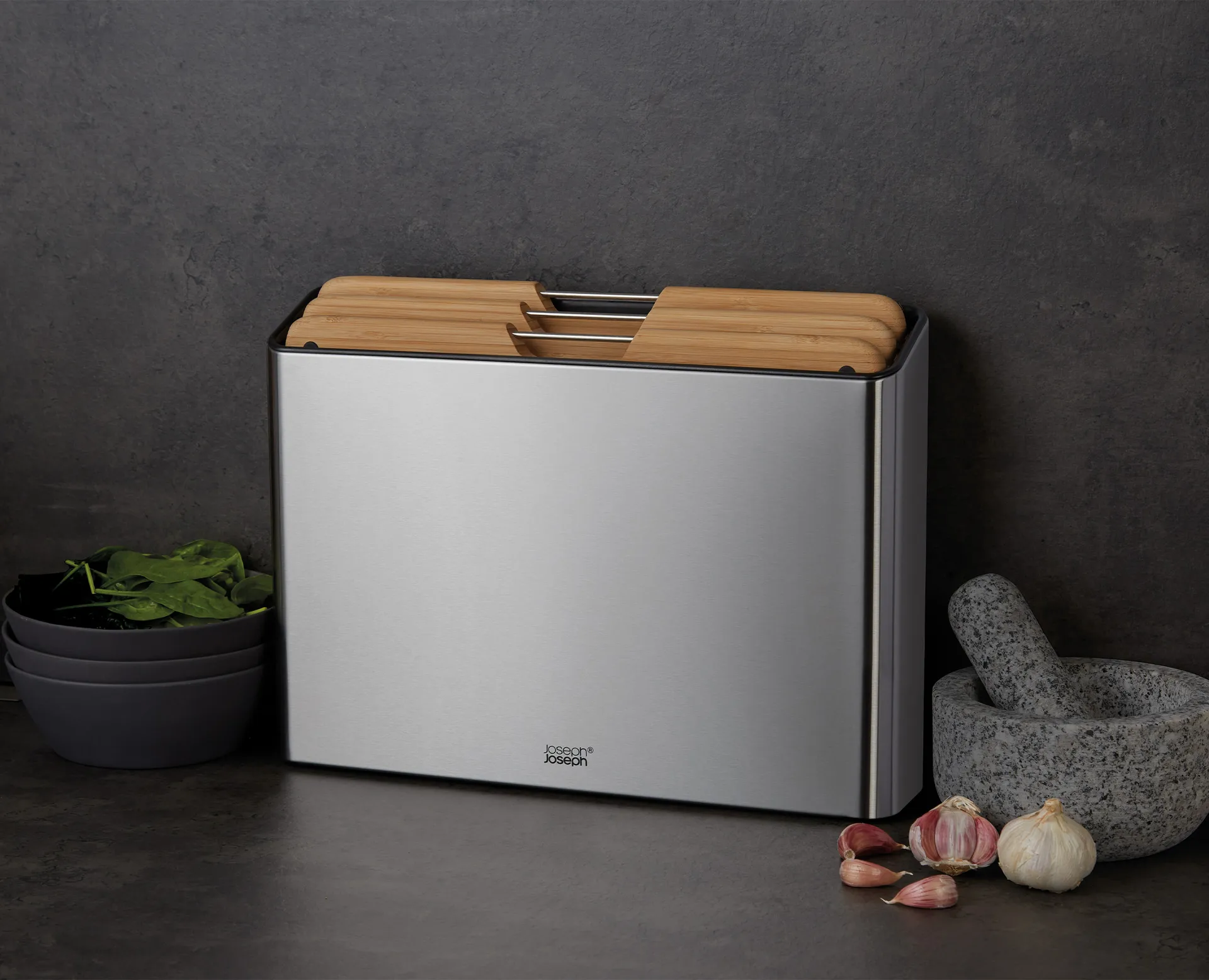 Folio steel skærebræt 3 dele, Bambus-stål Joseph Joseph