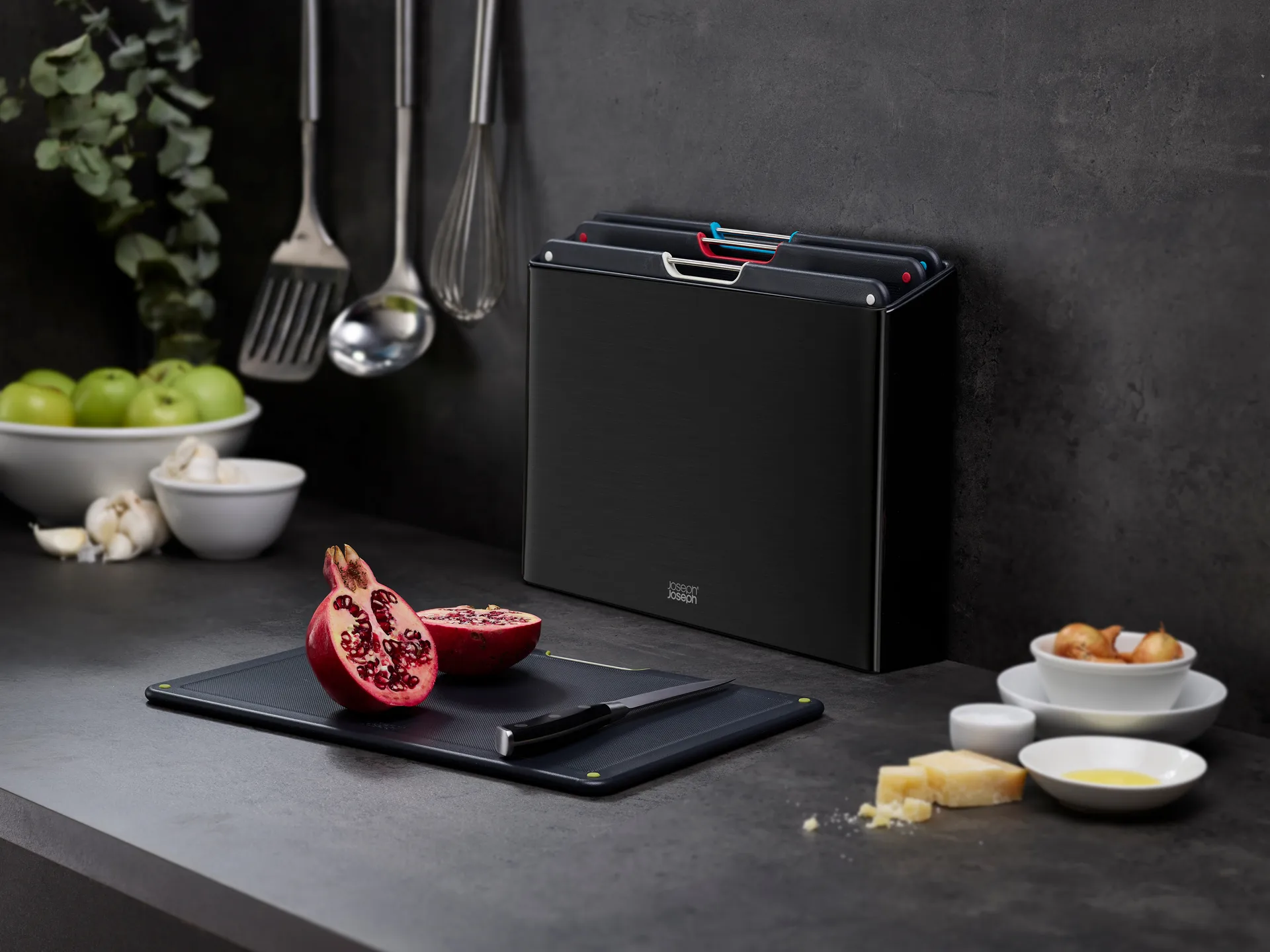 Folio steel skærebræt 4 dele, Sort Joseph Joseph