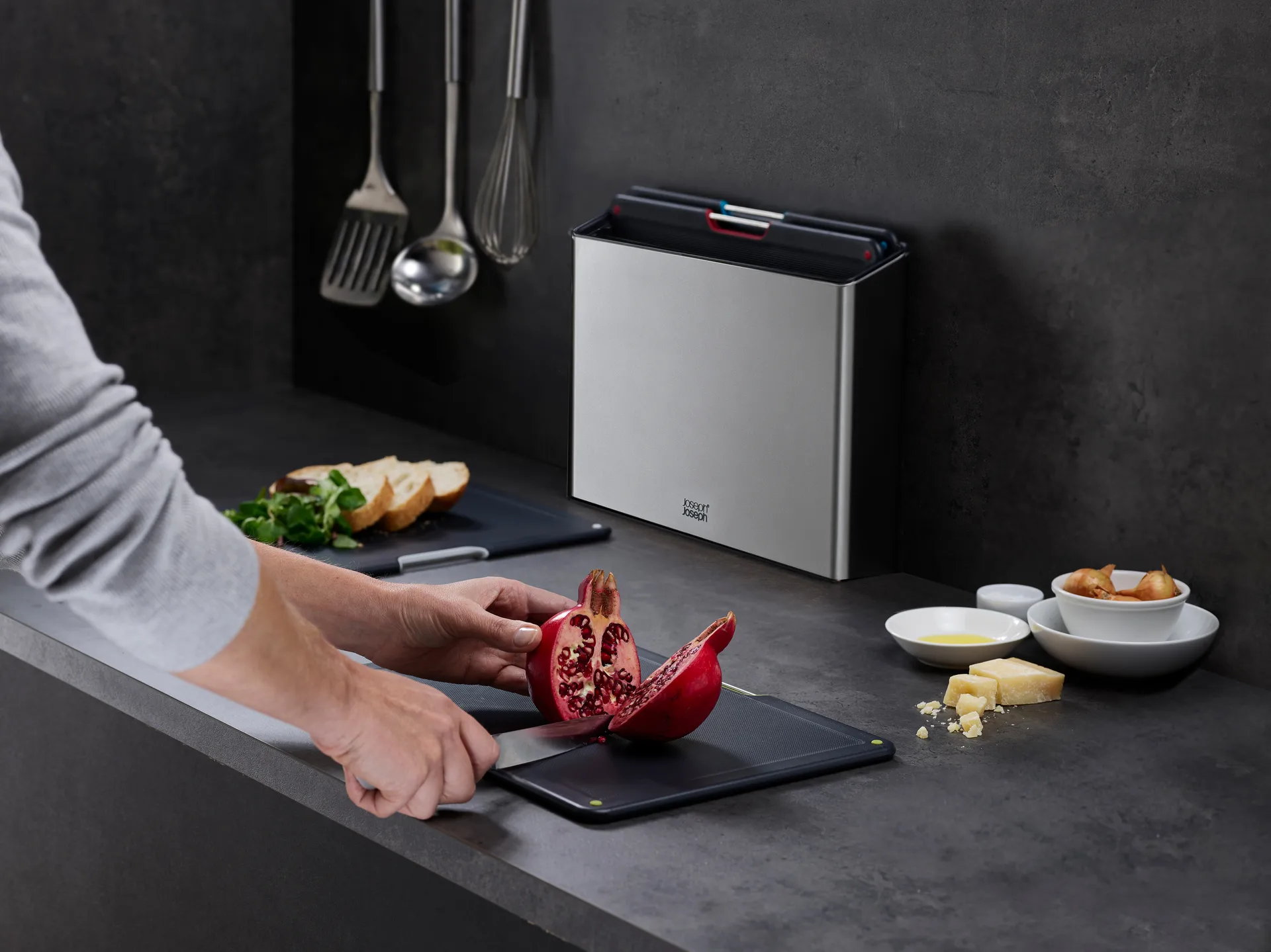 Folio steel skærebræt 4 dele, Stål Joseph Joseph