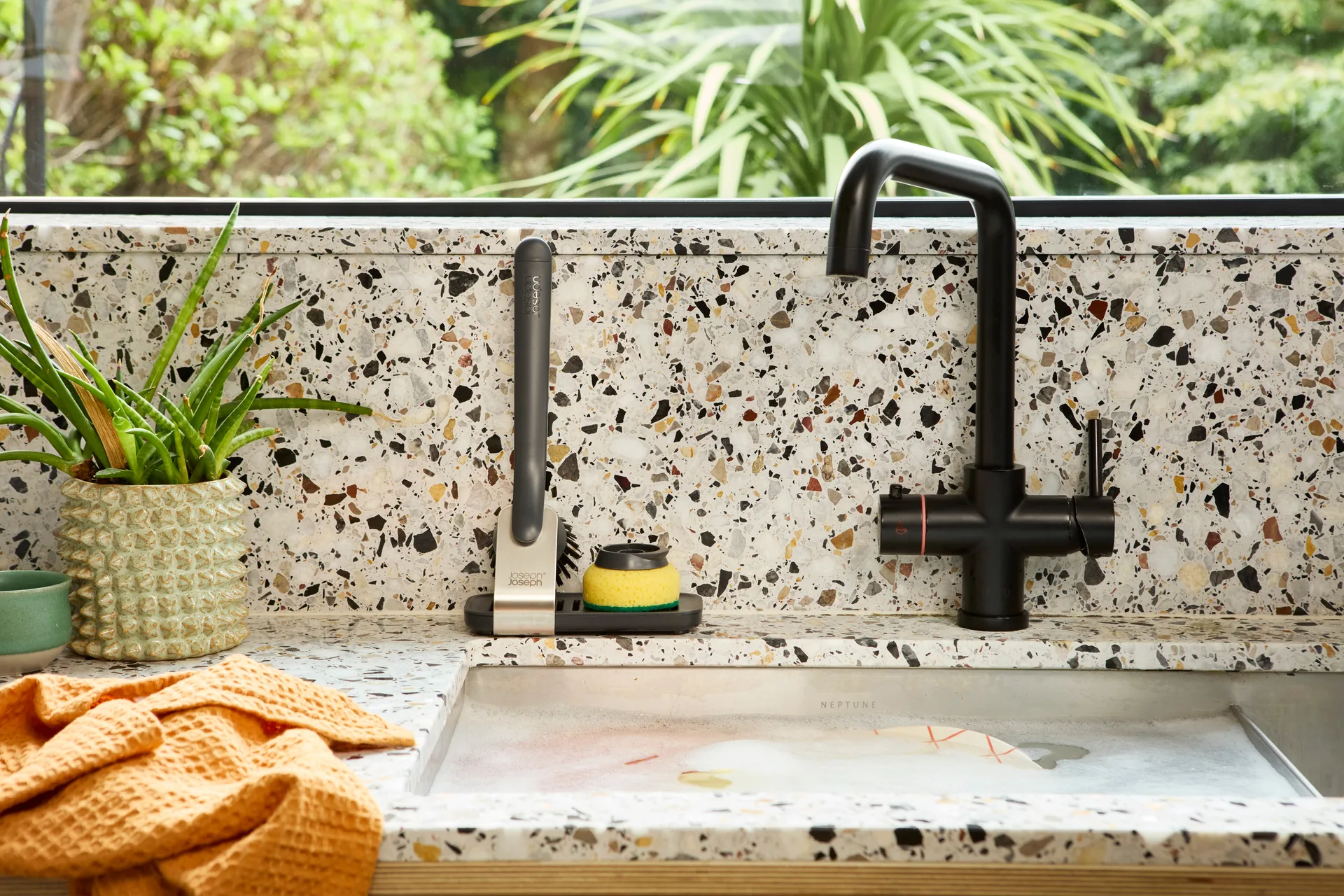 Joseph Joseph Sinktech opvaskebørste stort stålstativ, Grey Joseph Joseph