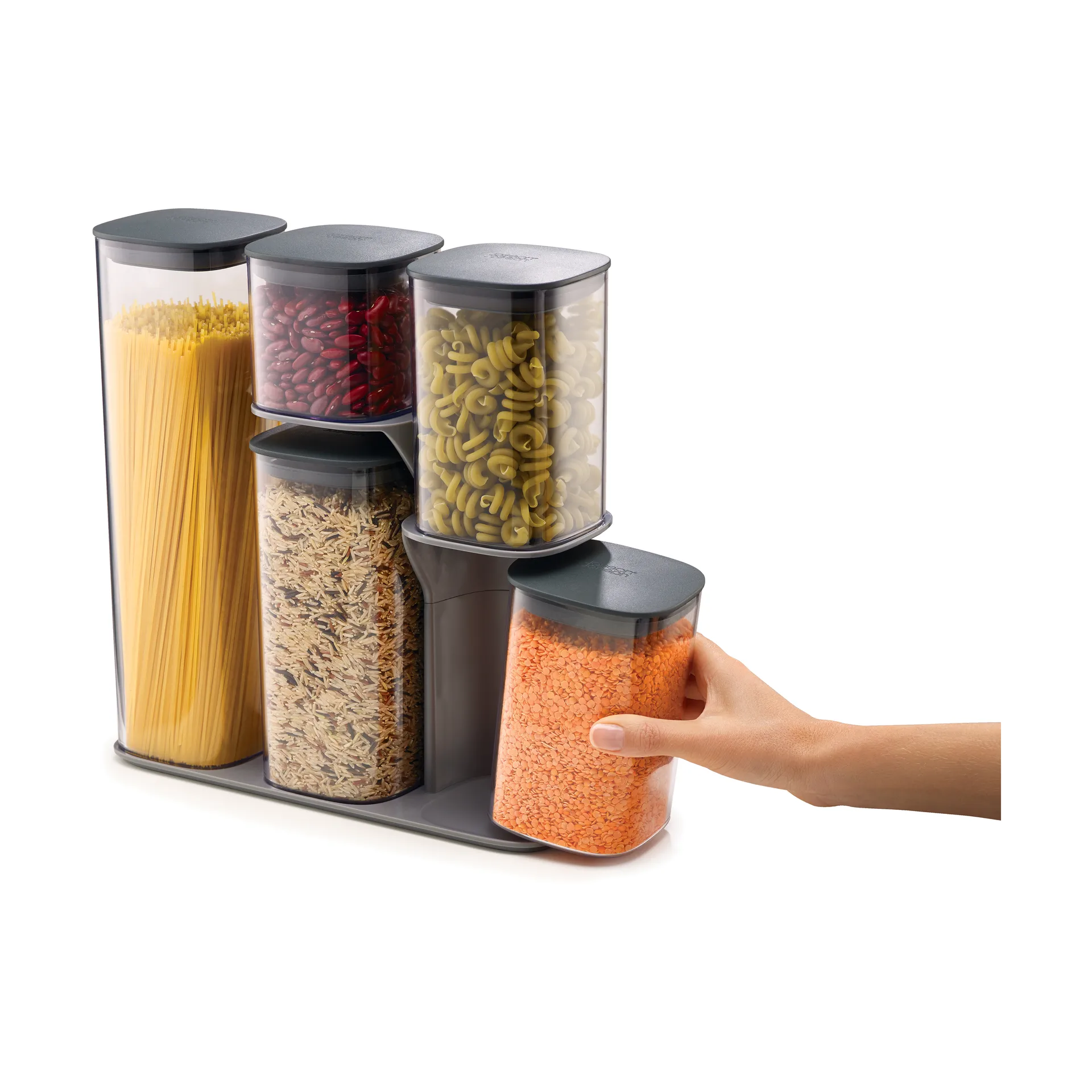 Podium opbevaringsboks 5 dele, Grå Joseph Joseph