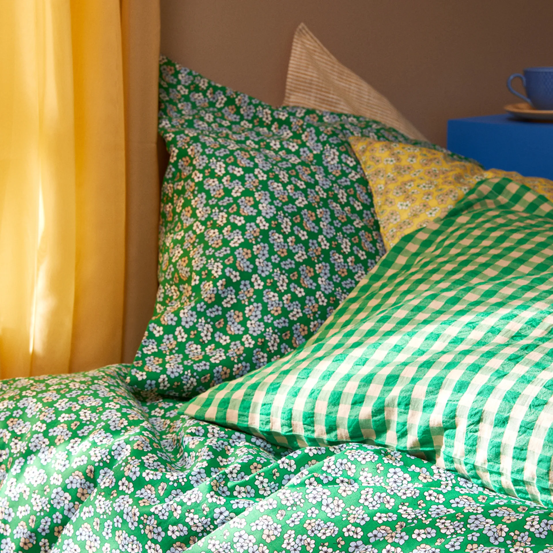 Bæk&Bølge pudebetræk 60x63 cm, Grøn/Sand Juna