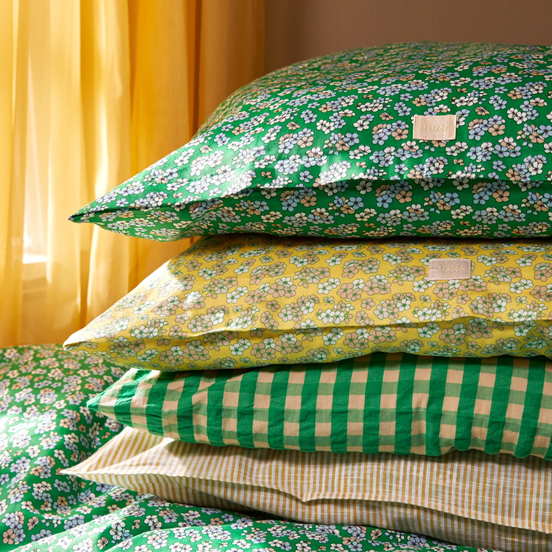 Bæk&Bølge pudebetræk 60x63 cm, Grøn/Sand Juna