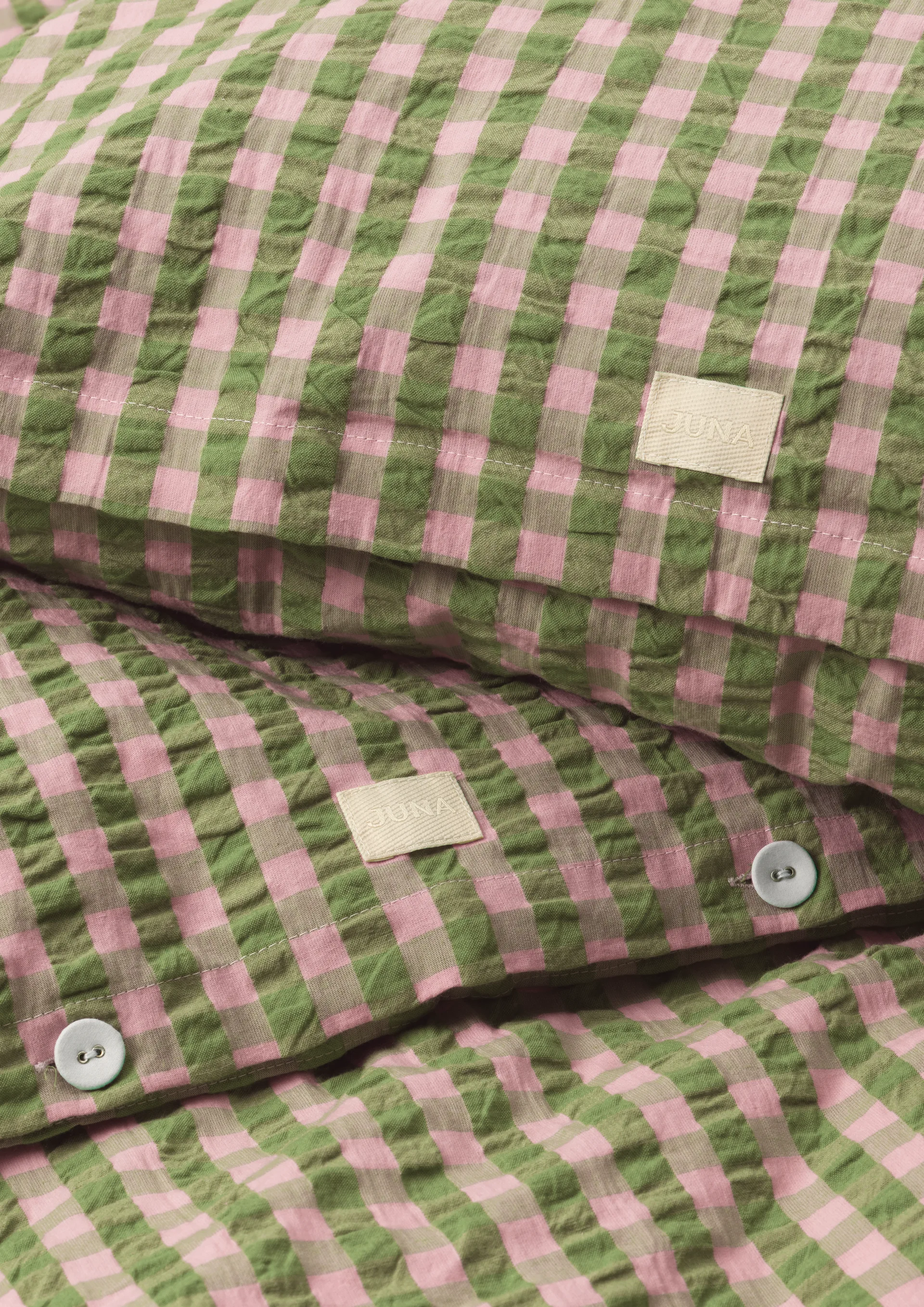 Bæk&Bølge sengesæt 140x220 cm, Grøn-Lyserød Juna