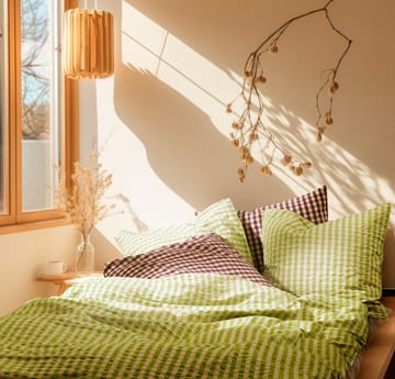 Bæk&Bølge sengesæt 140x220 cm - Grøn-Lyserød - Juna