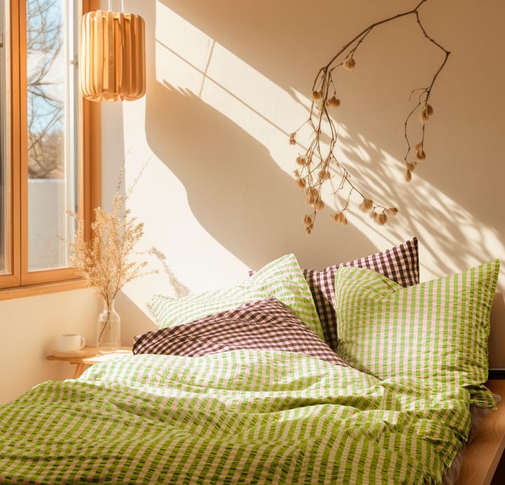 Bæk&Bølge sengesæt 140x220 cm, Grøn-Lyserød Juna