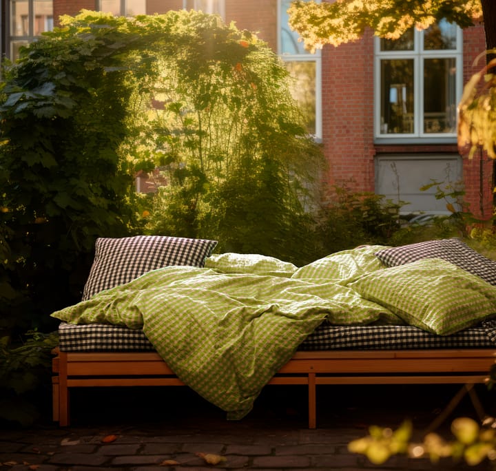 Bæk&Bølge sengesæt 140x220 cm, Grøn-Lyserød Juna