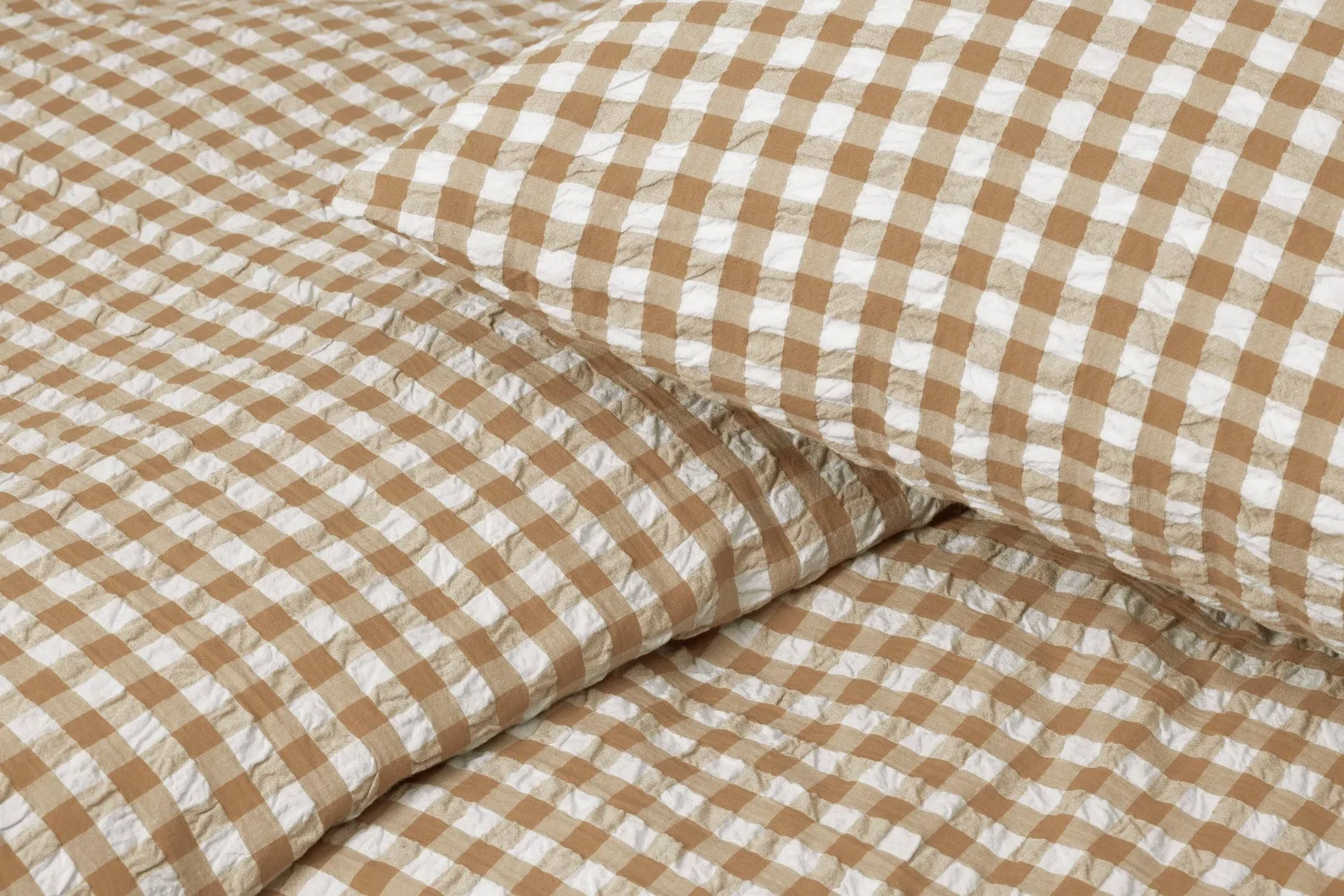 Bæk&Bølge sengesæt 220x220 cm, Karamel-offwhite Juna