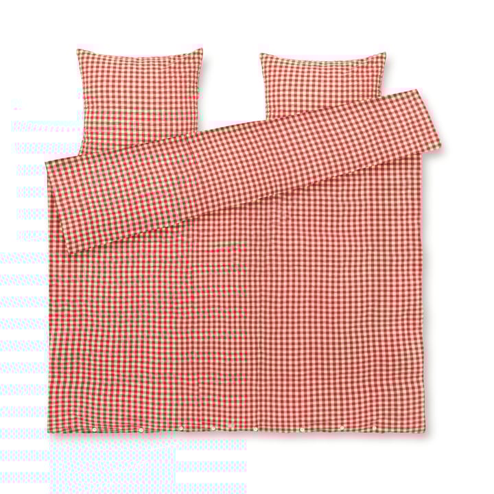 Bæk&Bølge sengesæt 220x220 cm - Rød-gul - Juna
