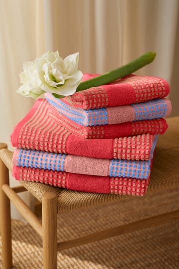 Check håndklæde 50x100 cm - Soft pink-blå - Juna