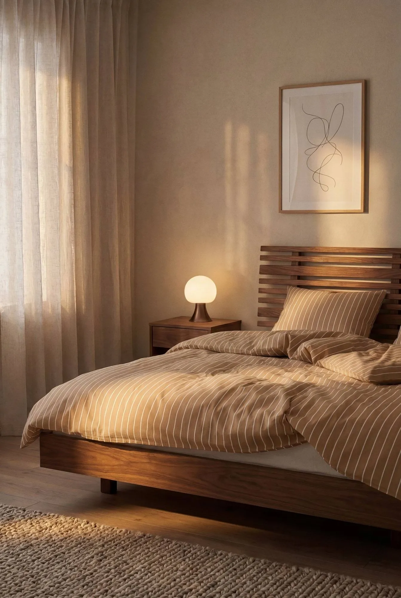 Soft sengesæt, 220x220/2x50x60 cm, Karamel-offwhite Juna