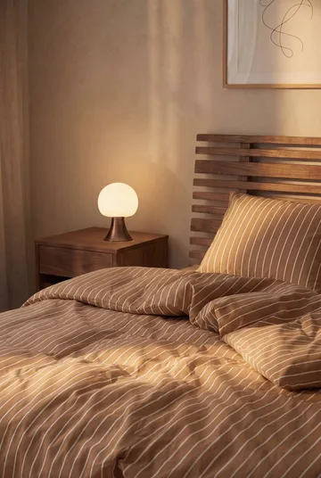 Soft sengesæt, 220x220/2x50x60 cm - Karamel-offwhite - Juna