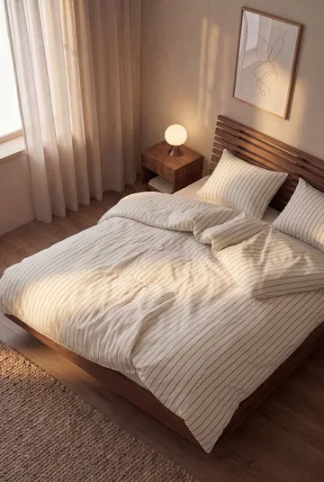 Soft sengesæt, 220x220/2x50x60 cm - Offwhite-karamel - Juna