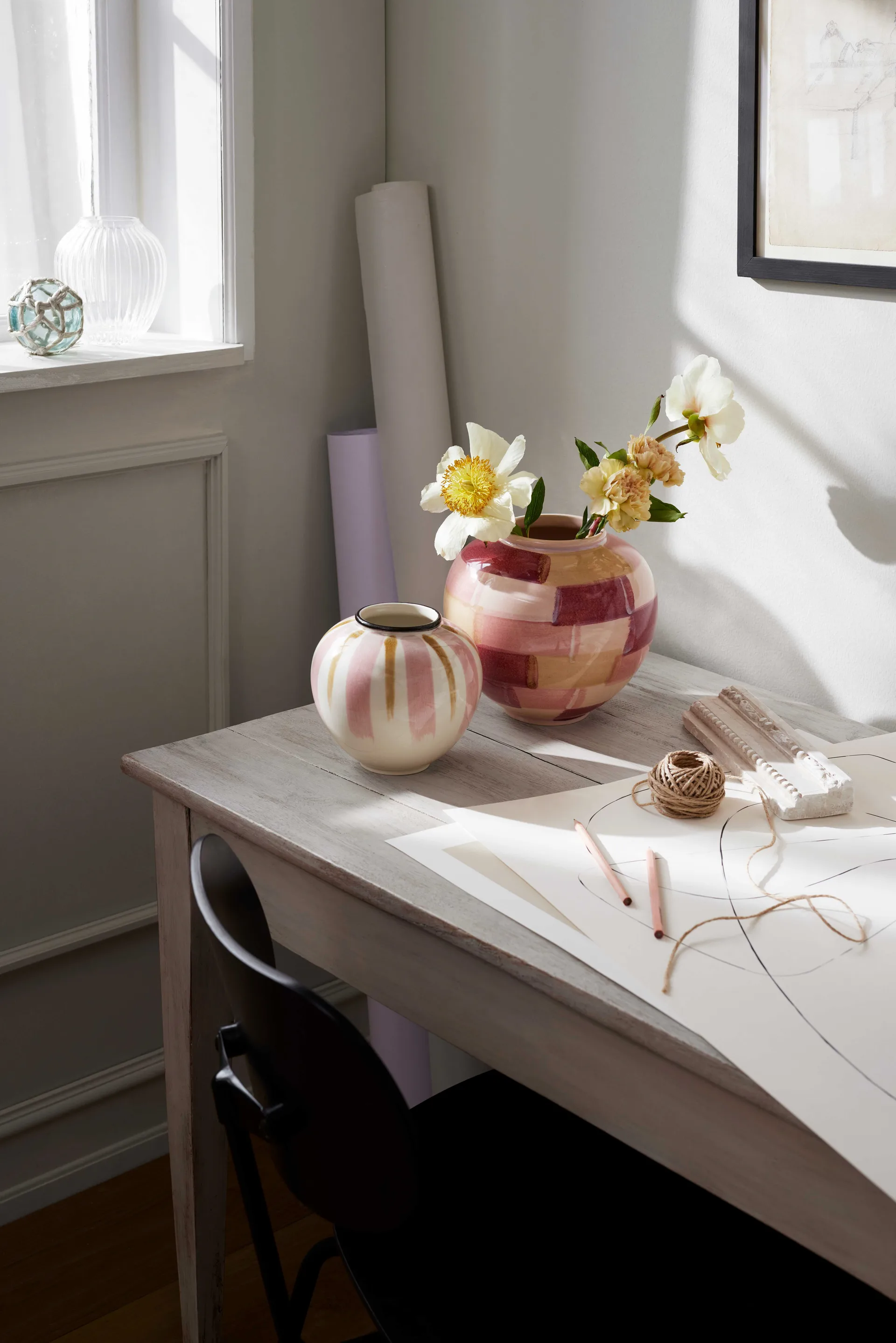 Canvas vase 20 cm, Lyserød-brun Kähler