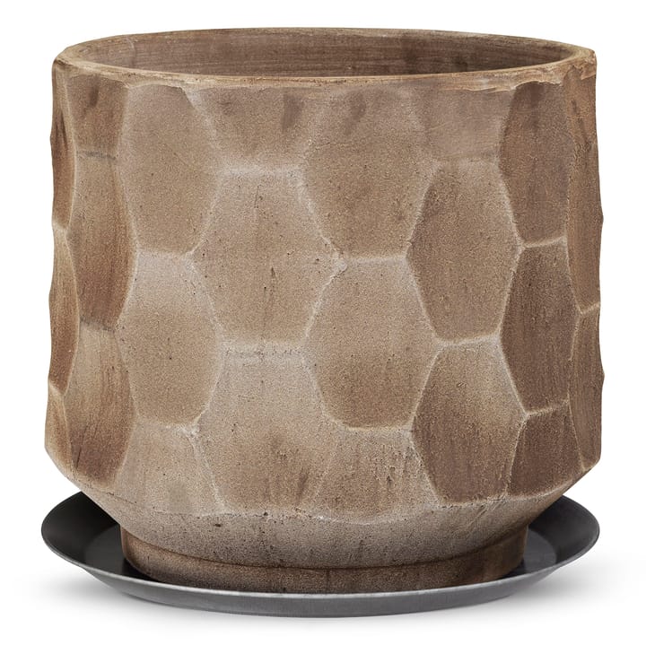 Gro krukke med underfad lys sand - Ø43 cm - Kähler
