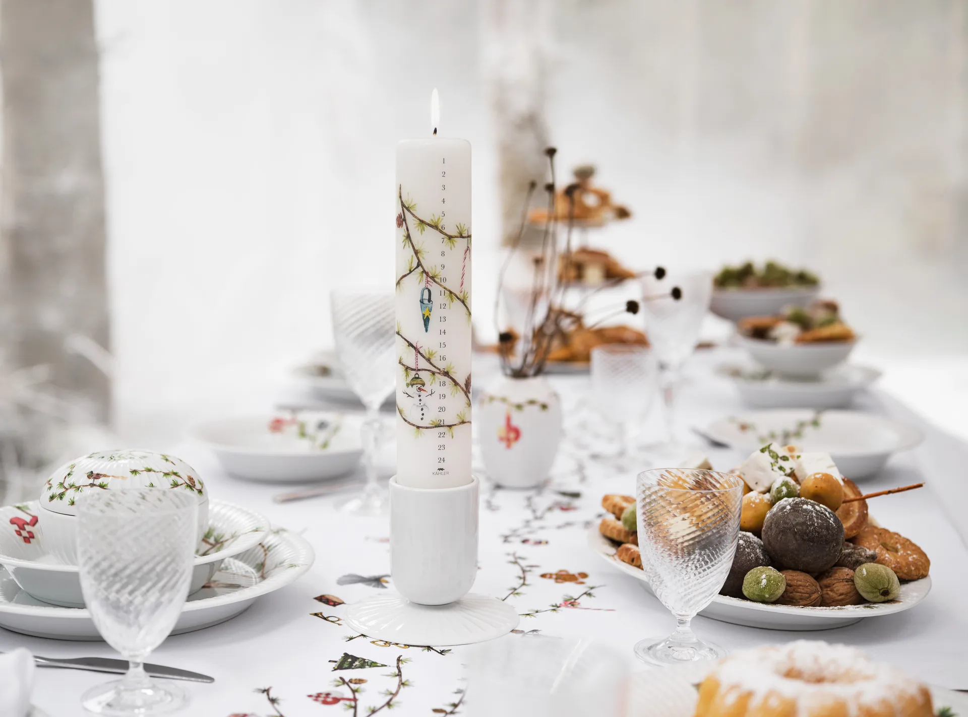 Hammershøi jul kalenderlys Ø5 cm, Hvid Kähler