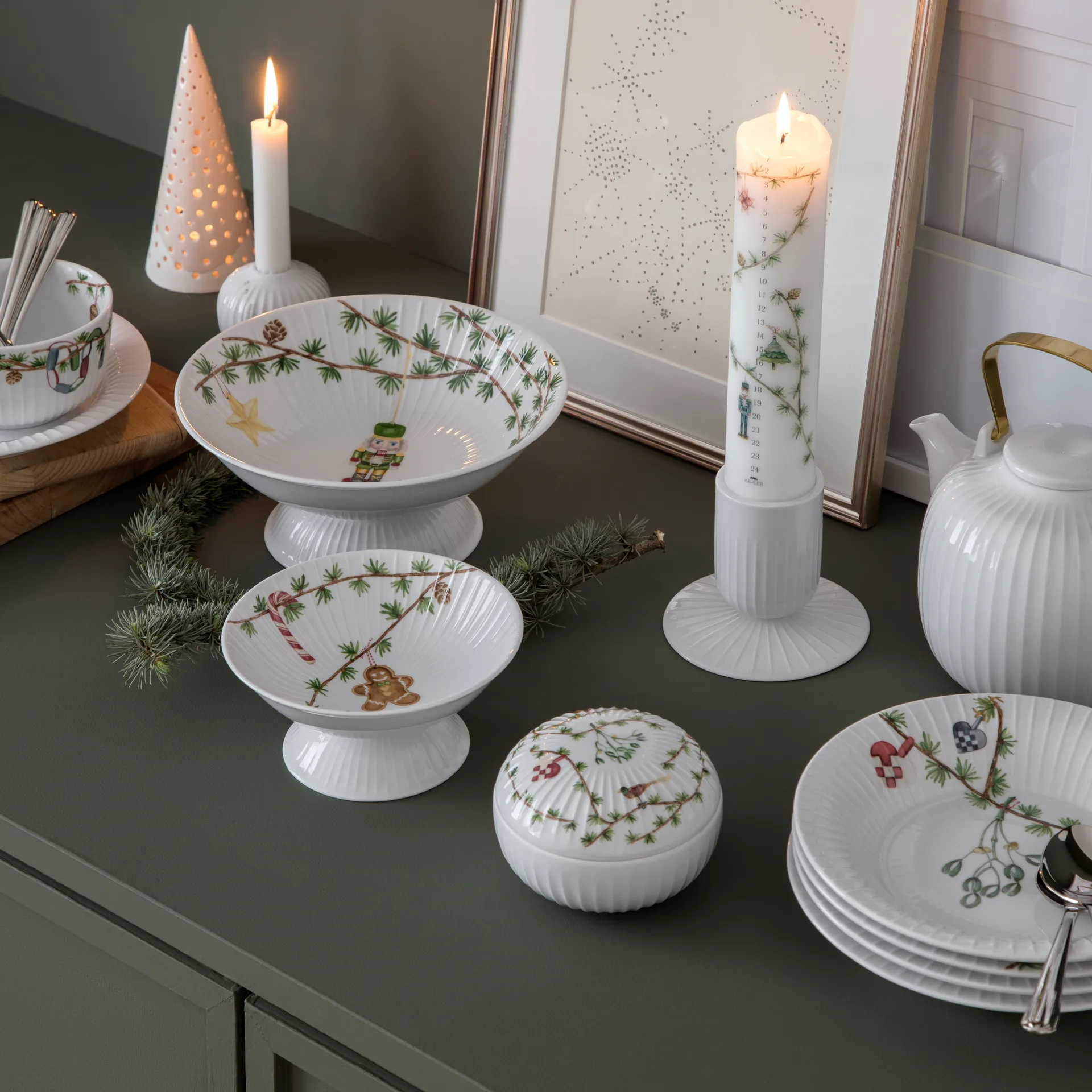 Hammershøi juleskål på fod Ø23 cm, Hvid Kähler