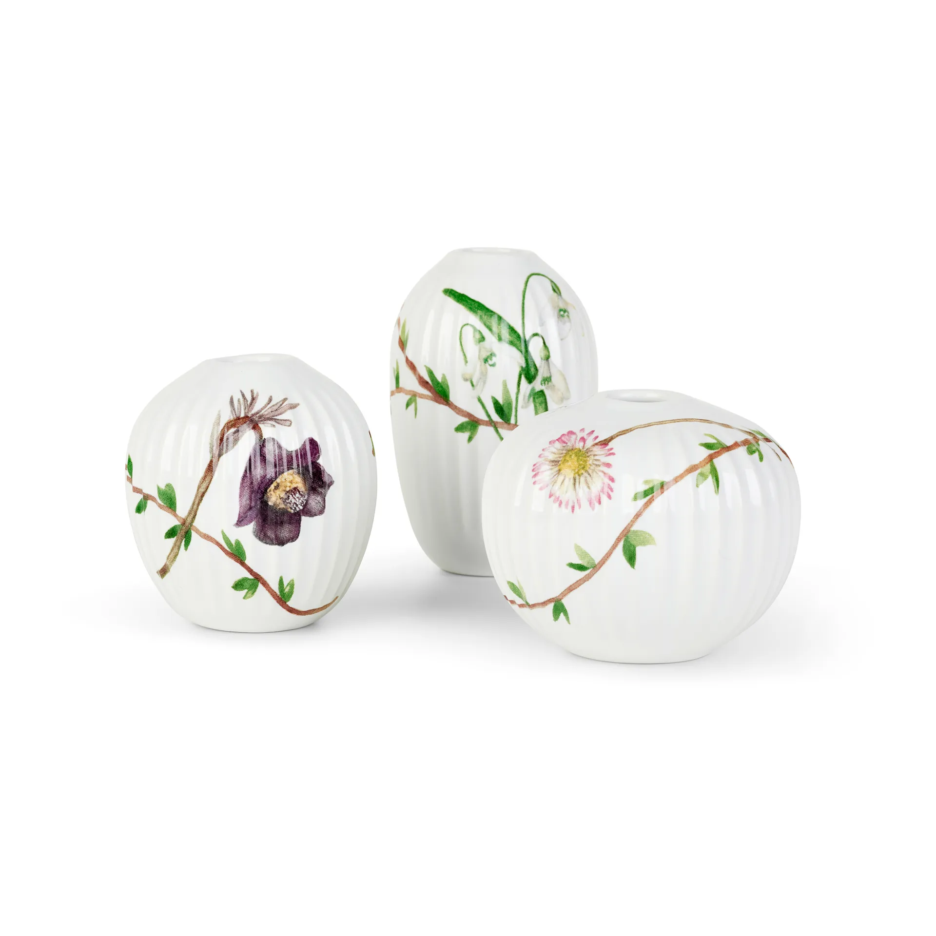 Hammershøi Spring vase miniature 3 dele, Hvid/Dekor Kähler