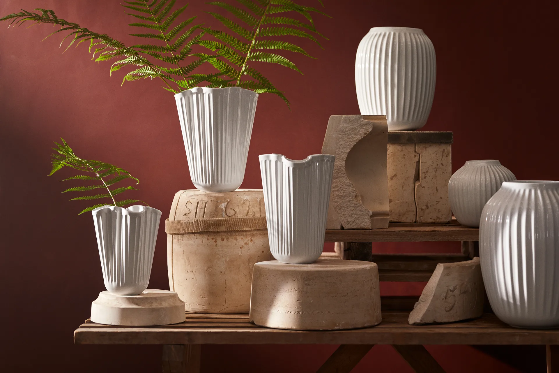 Hammershøi vase, Hvid, mellem 21 cm Kähler