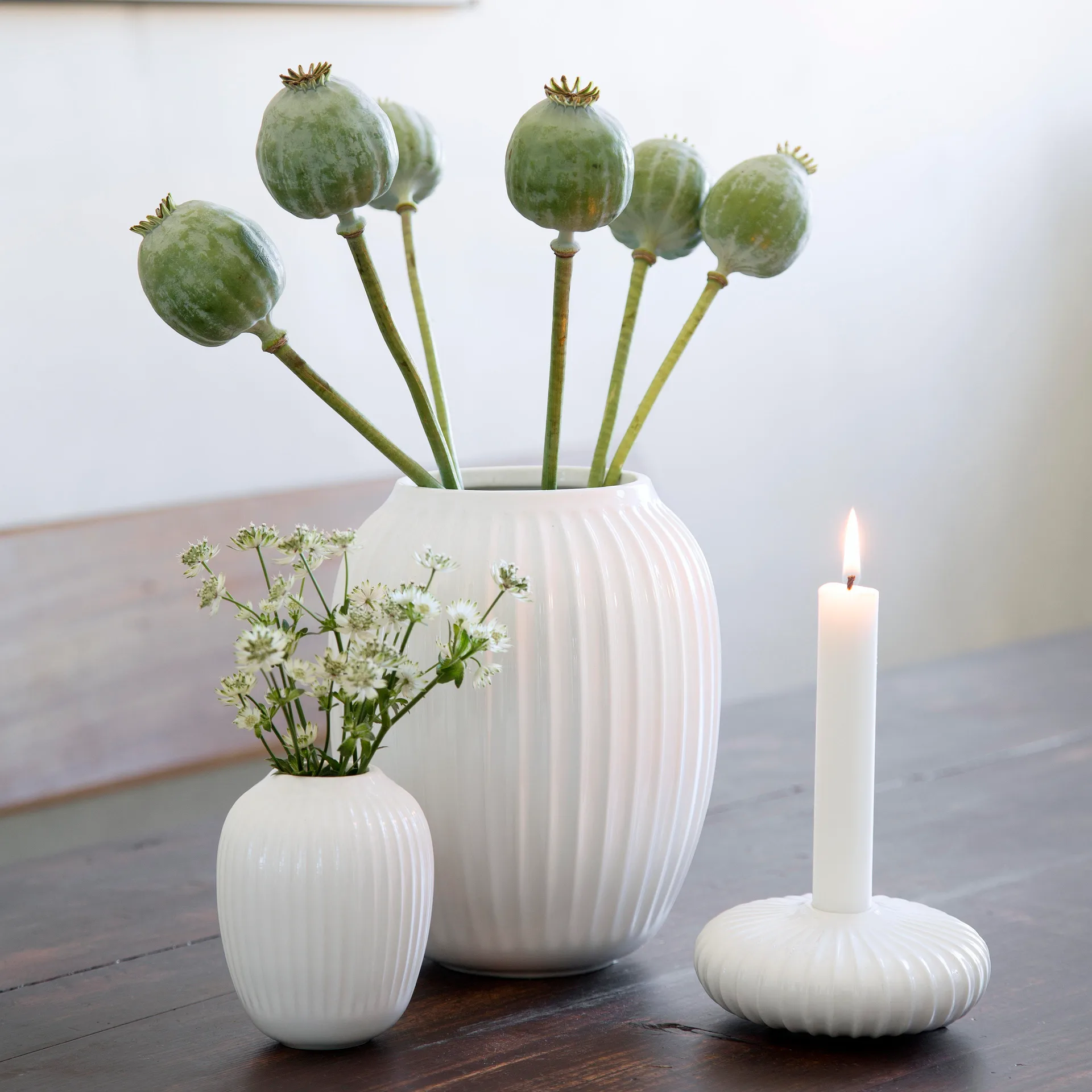 Hammershøi vase, Hvid, mellem 21 cm Kähler