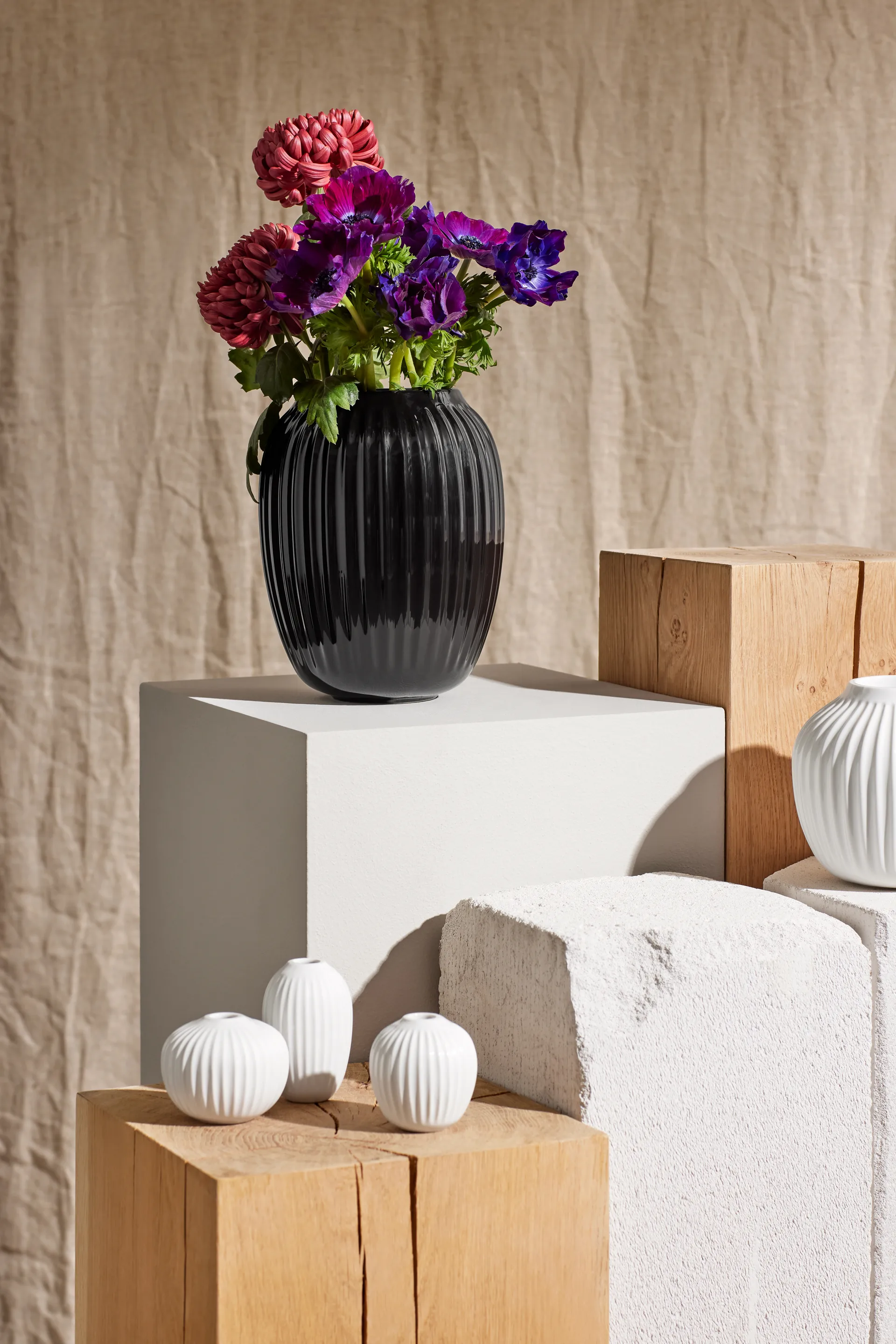 Hammershøi vase, Sort, mellem 21 cm Kähler