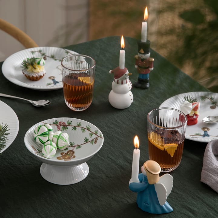 Kähler Christmas lysestage Snemand, Hvid-sort-rød Kähler