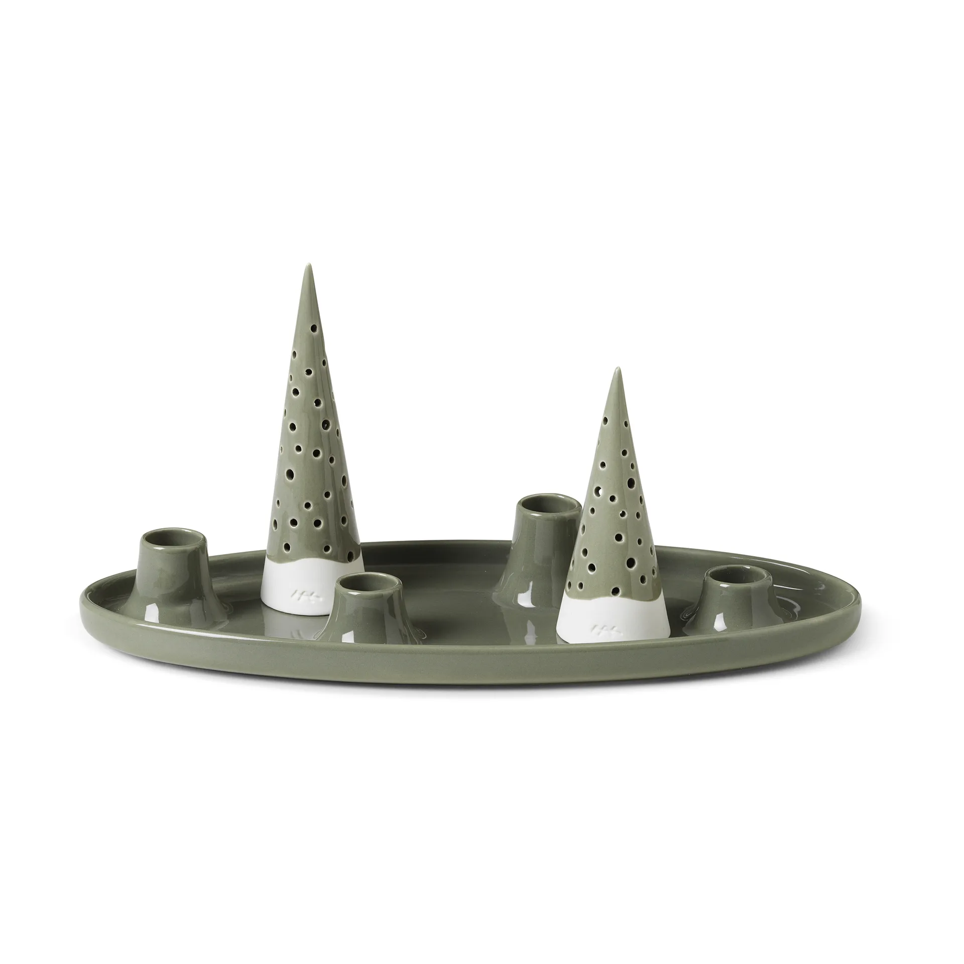Nobili oval adventslysestage 33 cm, Grøn Kähler