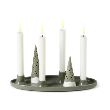Nobili oval adventslysestage 33 cm - Grøn - Kähler